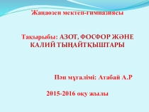 Азот, фосфор және калий тыңайтқыштары