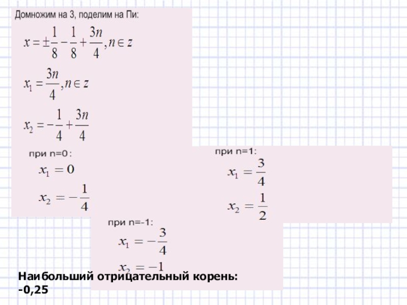 Наибольший отрицательный корень: -0,25