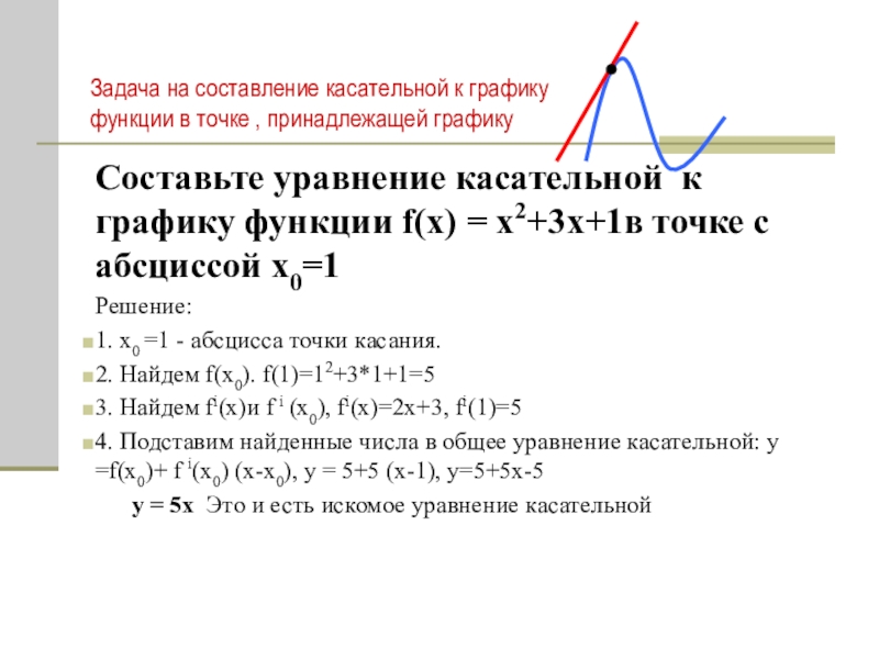 Уравнение касательной функции