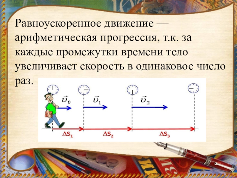 В каждый промежуток. Равноускоренное движение в числах. Равноускоренное движение в прогрессиях. Скорость прогрессии что такое. Рычаг прогрессии схема.