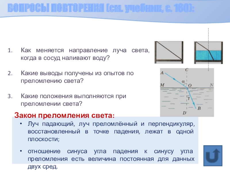 Как изменится направление. Как меняется направление луча света. Как меняется направление луча света когда в сосуд наливают воду. Какие выводы получены из опытов по преломлению света. Как меняется направление луча света рисунок 144.