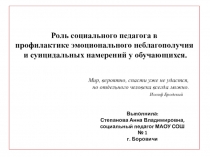 Роль социального педагога в профилактике суицида