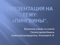 Презентация к уроку окружающего мира Мои пингвины
