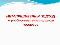 Метапредметный подход в обучении