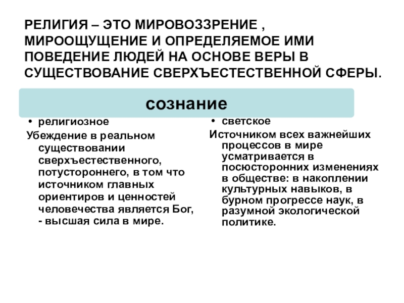 Каждая религия имеет свое мировоззрение веру в то что существуют боги составьте план текста