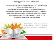 Презентация по русскому языку на тему 3 склонения имен существительных (4 класс)