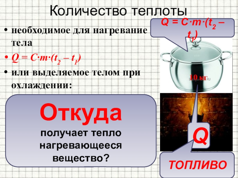 Количество теплоты необходимого для нагревания тела