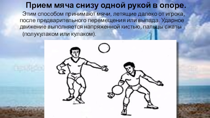 Прием мяча снизу одной рукой. Одной рукой снизу в волейболе. Приём мяча снизу двумя руками. Прием мяча одной рукой в волейболе.