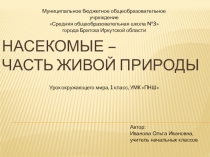 Презентация к уроку окружающего мира по теме Насекомые - часть живой природы 1 класс ПНШ