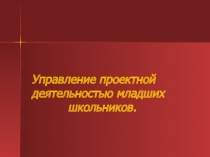 Презентация для учителей начальных классов на темуУправление проектной деятельностью младших школьников