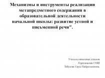 Презентация к выступлению Развитие устной и письменной речи в начальной школе