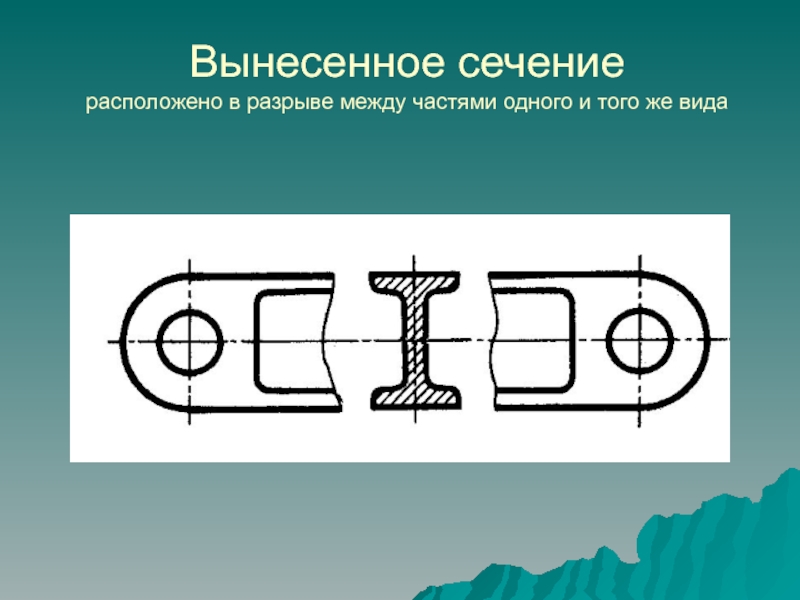 Не допускается располагать вынесенное сечение в разрыве изображения