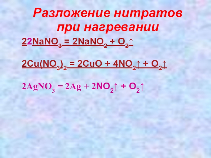 Cu no3 2 разложение. Nano3=Nano+o2. Разложение нитратов.