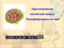 Презентация по профессиональному модулю Технология обработки сырья приготовления блюд из мяса и домашней птицы.на тему: Приготовление котлетной массы и полуфабрикаты из нее.