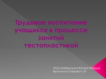 Презентация по технологии на тему Трудовое воспитание учащихся в процессе занятий тестопластикой