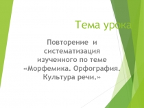Презентация к уроку Обобщение и систематизация изученного по разделу Морфемика.Орфография. Культура речи
