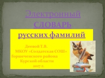 Внеурочная деятельность по русскому языку 5 кл Электронный словарь русских фамилий