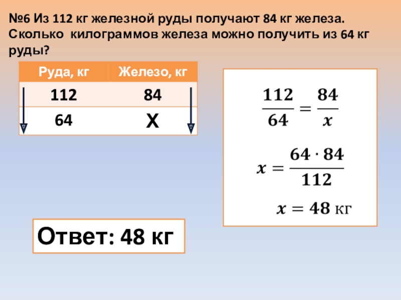 Отношения и пропорции 6 класс. Из 112 кг железной руды получают 84 кг железа сколько. Из 112 кг железной руды получают. Сколько килограммов железа можно получить из 64 кг руды. Сколько килограмм железа.