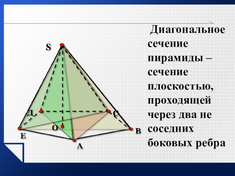 Нарисовать диагональное сечение пирамиды