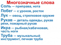 Презентация к уроку русского языка Многозначные слова 2 класс