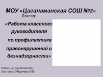 Работа классного руководителя по профилактике безнадзорности и правонарушений