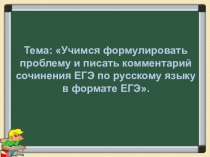 Мастер-класс Учимся формулировать проблему и писать комментарий в формате ЕГЭ