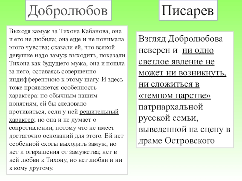 Образ катерины писарев. Добролюбов о Катерине. Добролюбов и Писарев о грозе. Добролюбов о пьесе гроза. Образ Катерины Добролюбов и Писарев.