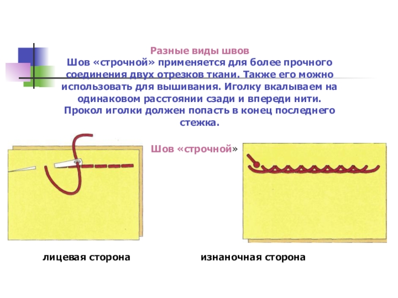 Образцы ручных швов 5 класс технология