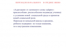 Адаптация обучающихся 5-го класса при переходе в среднюю школу