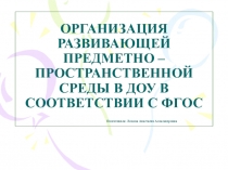 Консультация для педагогов. Презентация Организация ППРС в ДОУ в соответствии с ФГОС