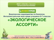 Урок-презентация по биологии среди учащихся 6-7 классов по теме: ЭКОЛОГИЧЕСКОЕ АССОРТИ