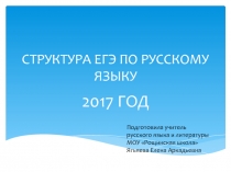 Презентация по русскому языку на темуСтруктура ЕГЭ по русскому языку 2017 год