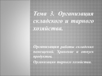 Презентация Организация складского и тарного хозяйства.