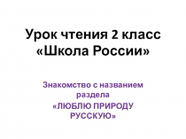 Презентация по литературному чтению к разделу Люблю природу русскую