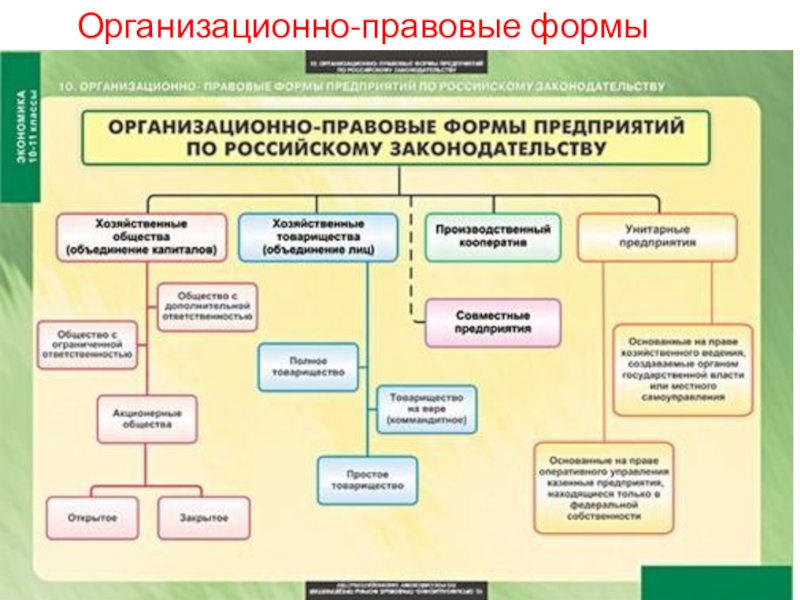 Организационно правовые формы организации презентация