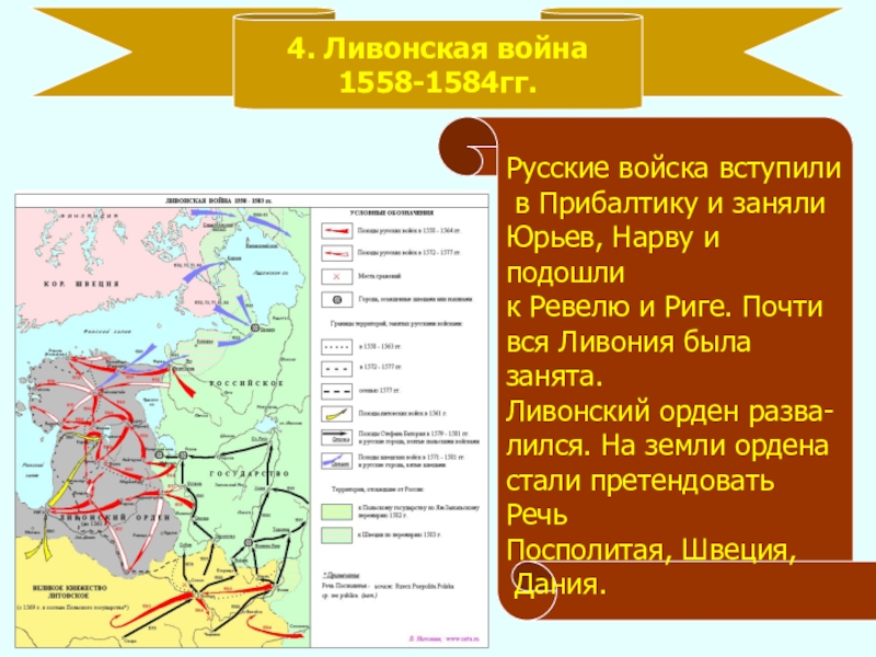 Карта ливонской войны при иване грозном