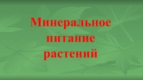 Презентация по биологии на тему Минеральное питание растений(6 класс)