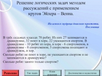 Решение логических задач методом рассуждений с применением кругов Эйлера – Венна