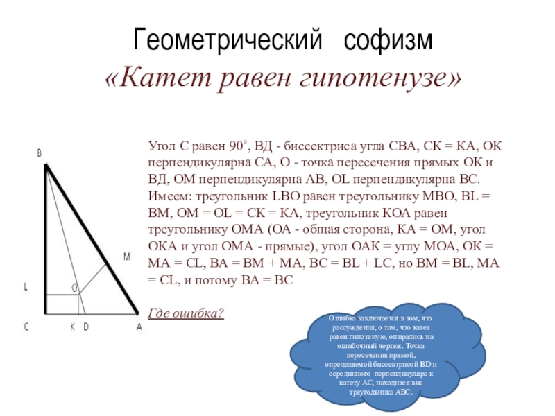 Катет 4 и 3 гипотенуза равна. Геометрические софизмы. Геометрические софизмы примеры. Алкометрические софизмы. Математический софизм в геометрии.