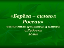 Итоговая исследовательско-проектная работа: Тема: Берёза — символ России.3 класс