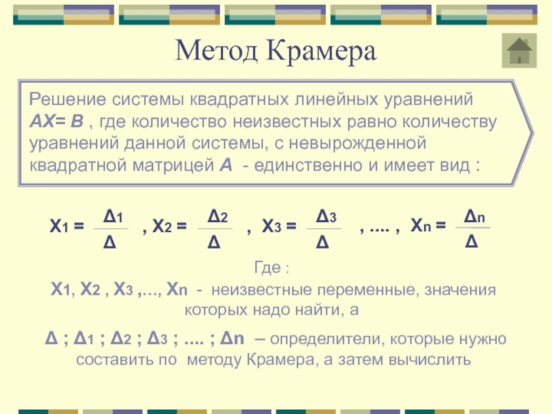 Формула крамера презентация