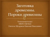 Презентация к уроку технологии по теме: Заготовка древесины. Пороки древесины (6 класс)