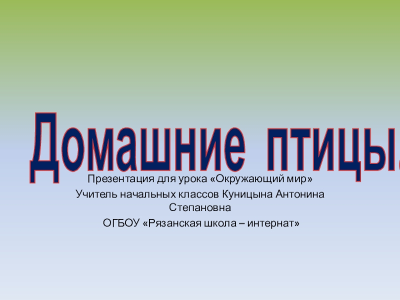 Презентация Презентация по окружающему миру на тему: Домашние птицы