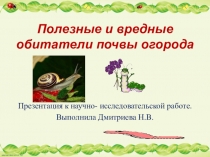 Презентация к научно-исследовательской работе Полезные и вредные обитатели огорода