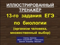 Презентация по биологии на тему: Иллюстрированный тренажёр для подготовки к 13-му заданию ЕГЭ по биологии (11 класс)