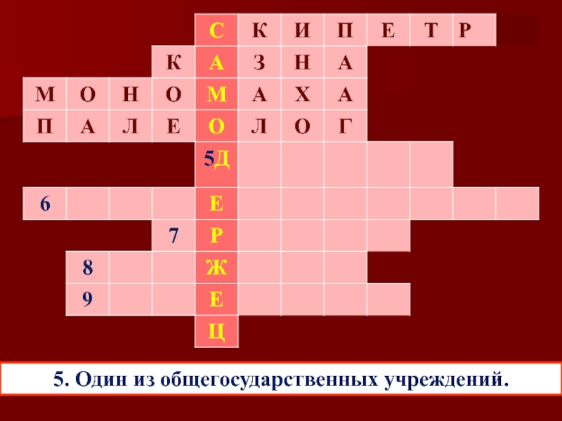 5. Один из общегосударственных учреждений.