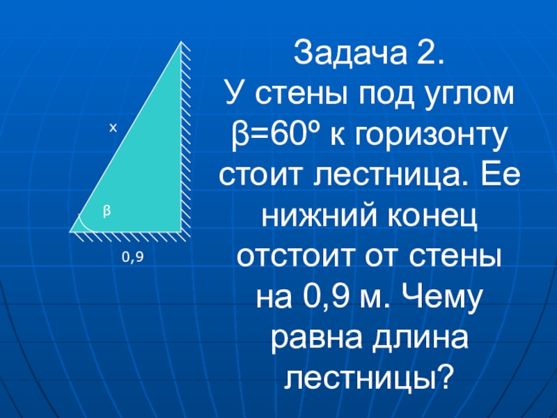 Угол 60 к горизонту. Стена задач. Лестница стоит на углу задача.