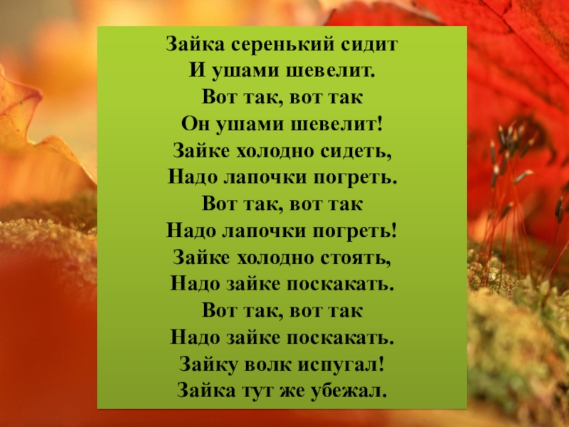 Зайка сидит и ушами шевелит. Серенький сидит и ушами шевелит. Зайка серенький сидит и ушами шевелит вот так вот. Зайка старенький сидит и ушами шевелит. Зайка серенький сидит текст.