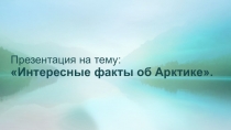 Презентация по окружающему миру на тему интересные факты об Арктике 4 класс
