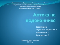 Презентация по биологии Аптека на подоконнике